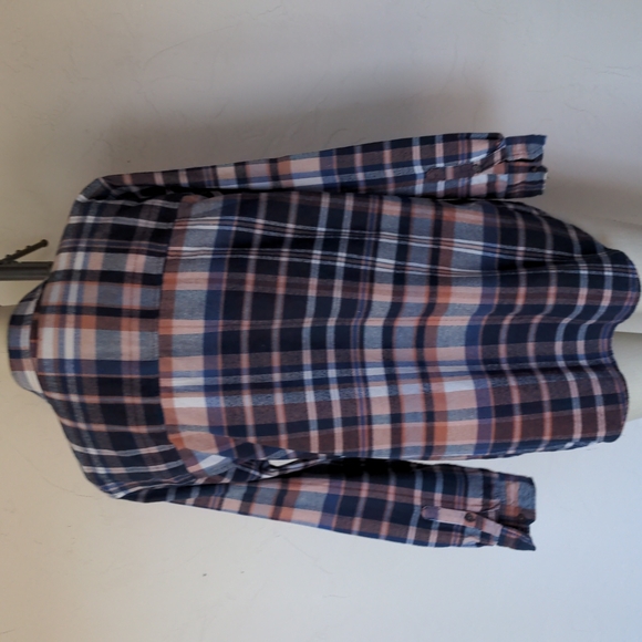 Navy, peach and white women's flannel - Picture 5 of 7